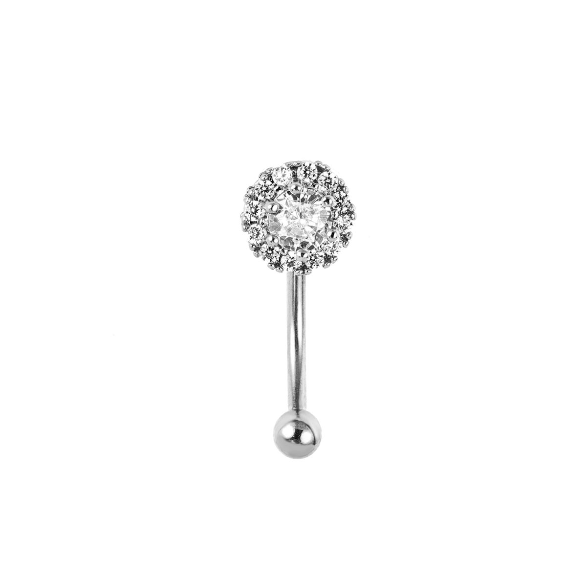 Rook piercing in staal rond motief bedekt met kristallen