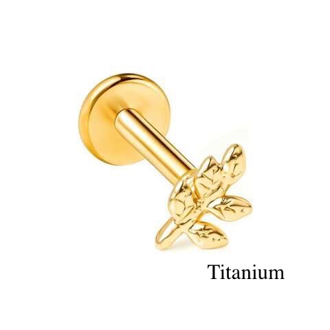 Labret/helix/tragus piercing en titane F136 doré avec un arbre
