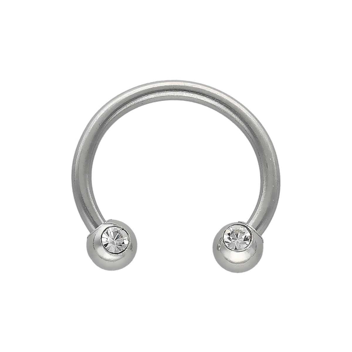 Hoefijzer in chirurgisch staal, balletjes met witte kristal