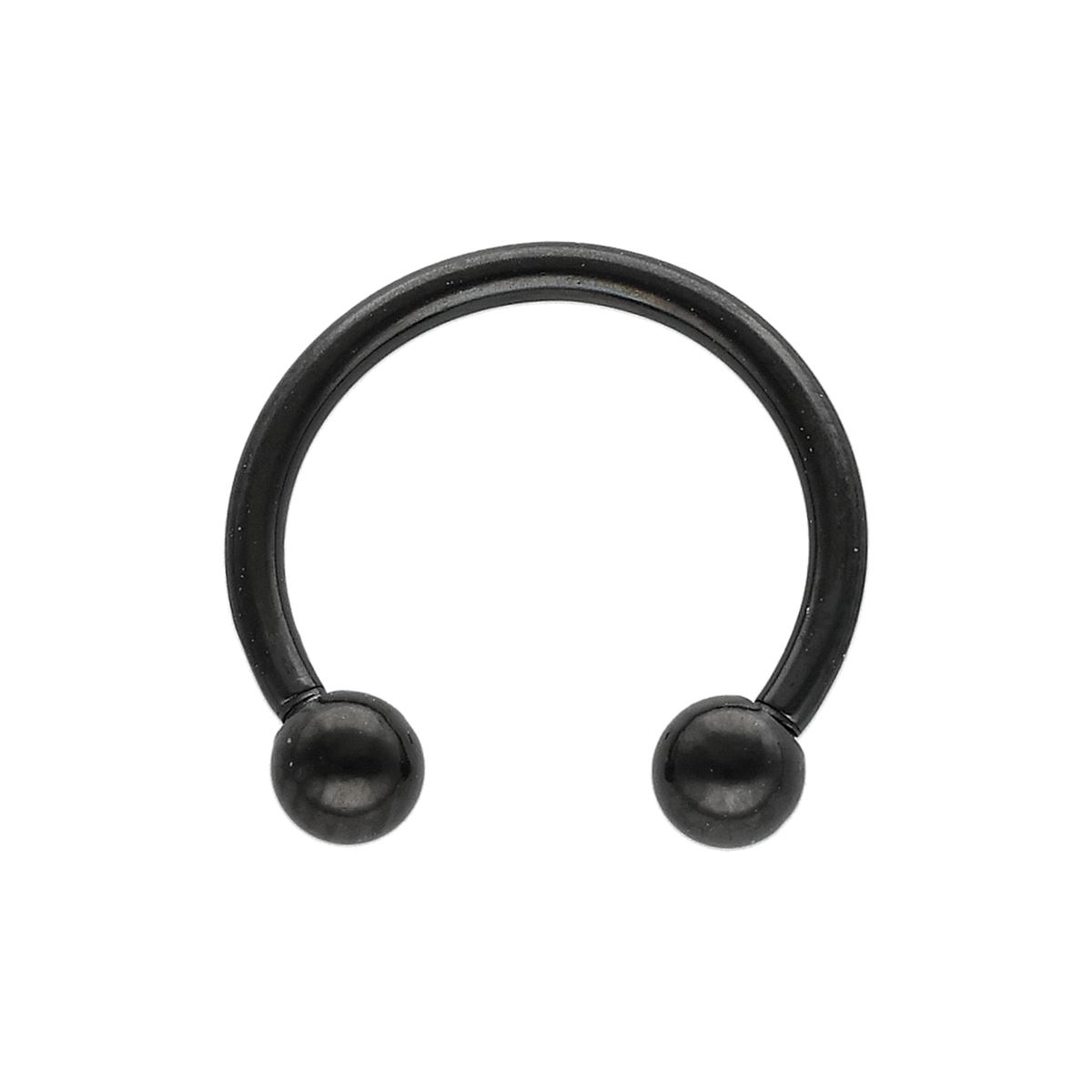 Hoefijzer in zwart chirurgisch staal, 1.2mm