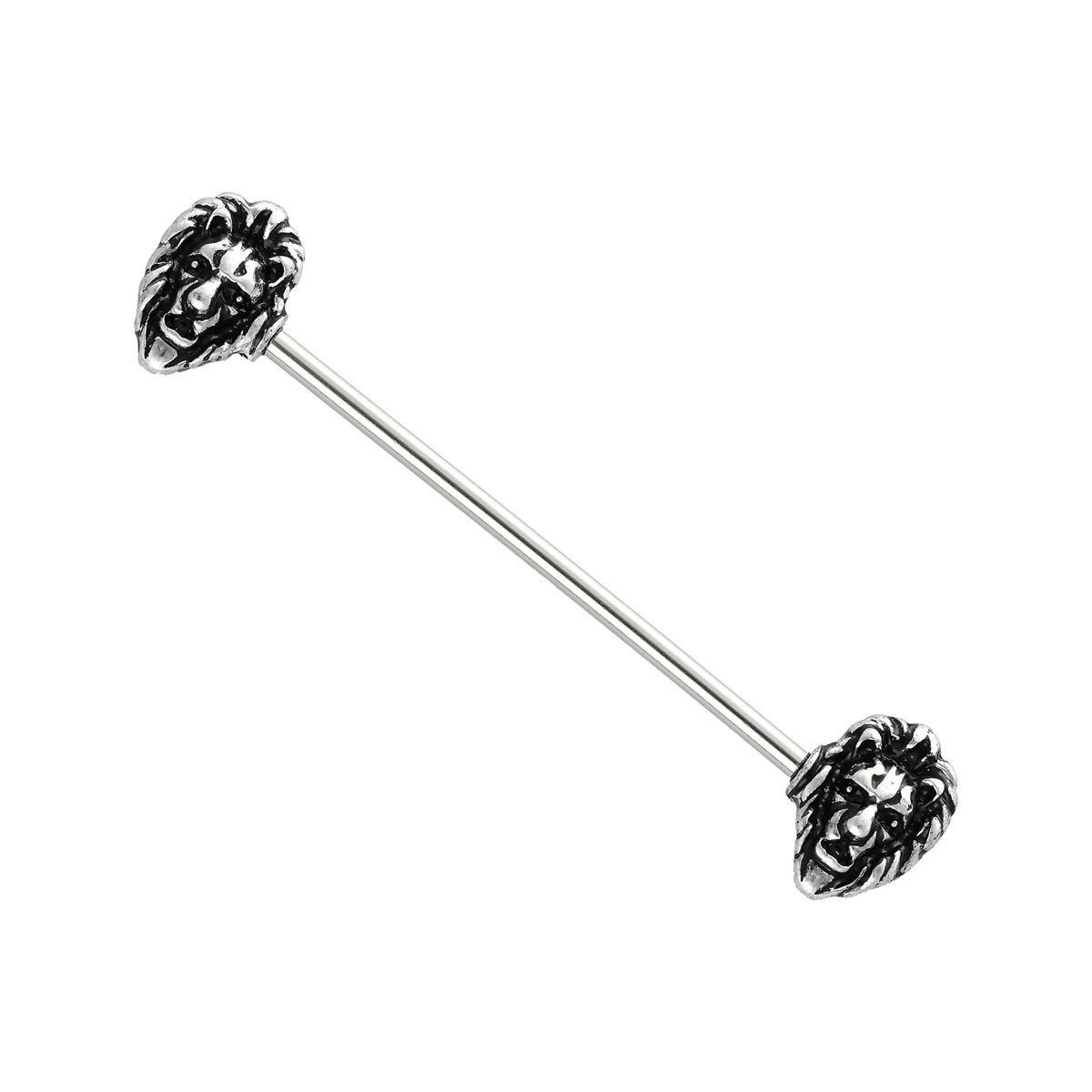 Industrial piercing in chirurgisch staal met leeuwenkoppen (Ref01)