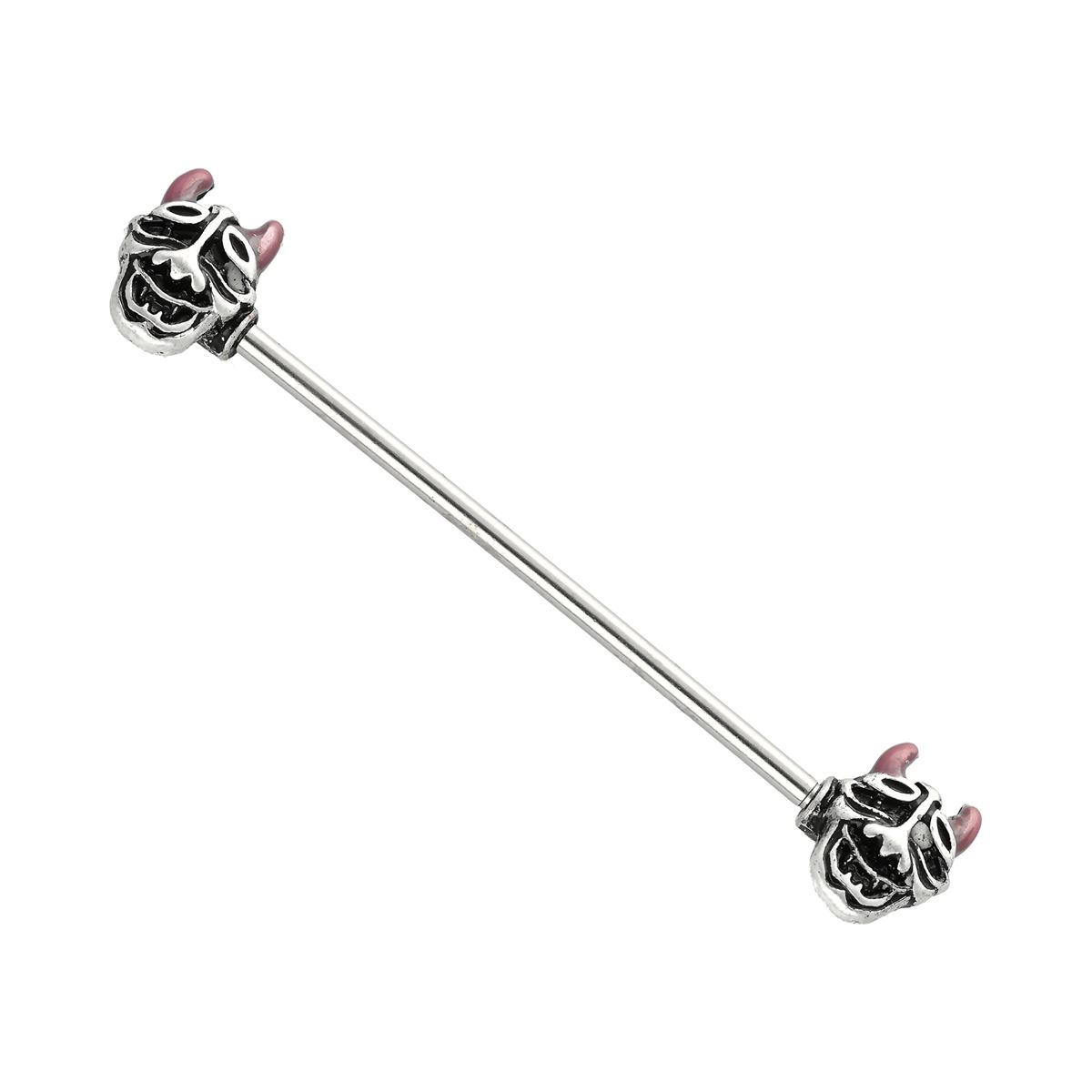Industrial piercing in chirurgisch staal met duivelskoppen (ref04)