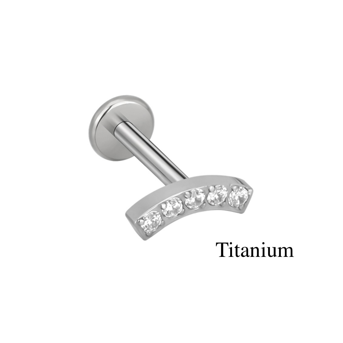 Labret/helix/tragus piercing in titanium F136 lus bedekt met kristallen