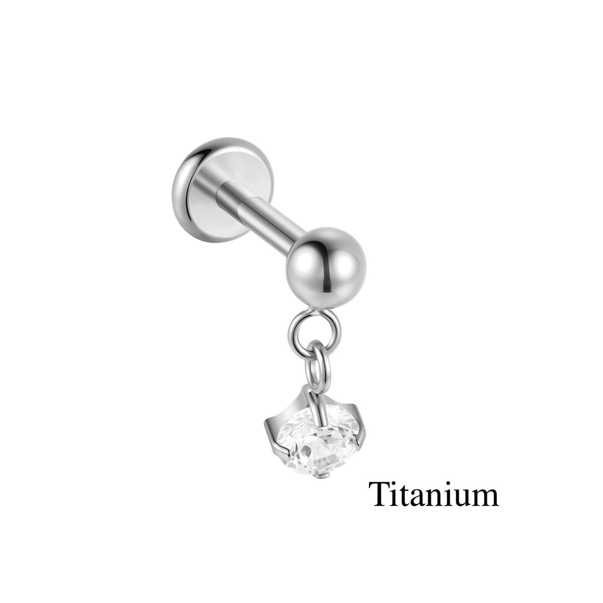 Labret/helix/tragus piercing in titanium F136 met een hanger