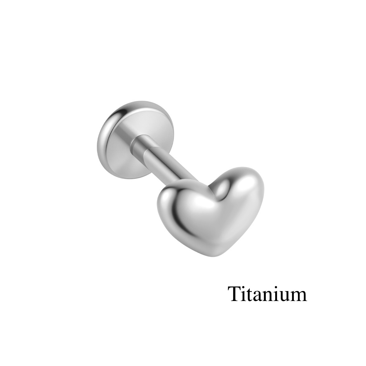 Labret/helix/tragus piercing in titanium F136 met een hart