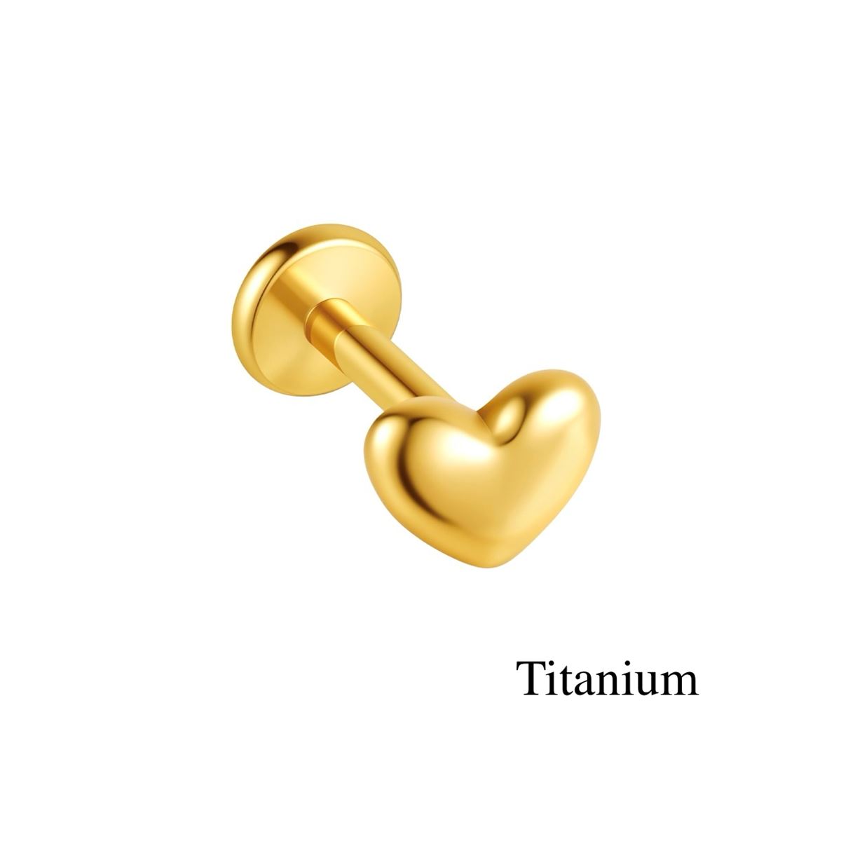 Labret/helix/tragus piercing in goud titanium F136 met een hart