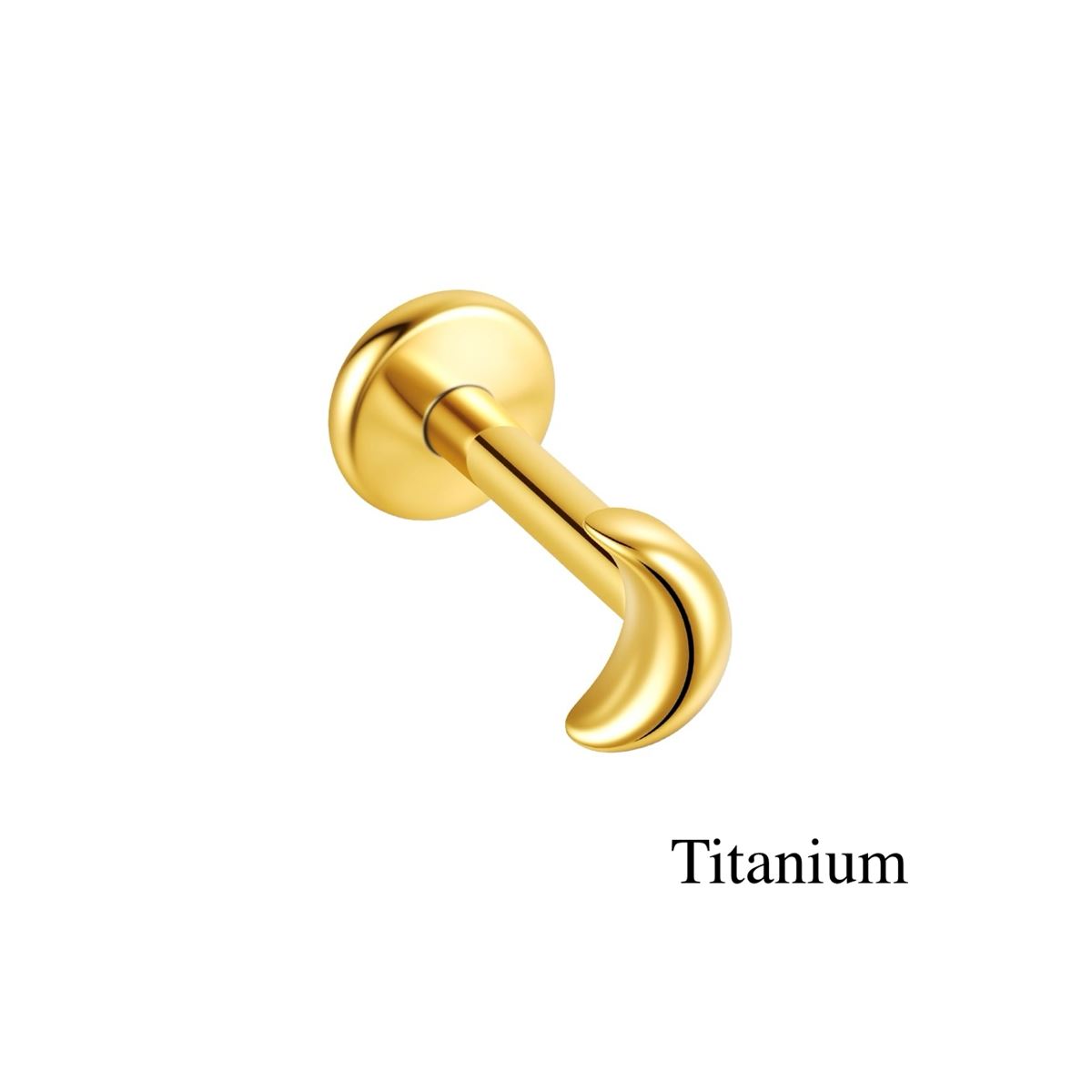 Labret/helix/tragus piercing in goud titanium F136 met een maan