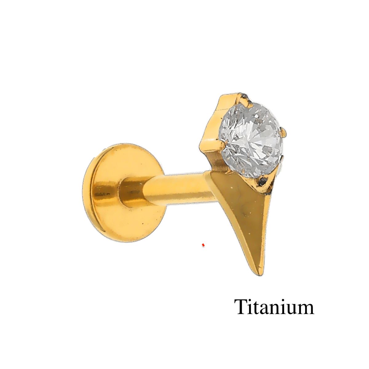 Labret/helix/tragus piercing en titane F136 doré pointe avec un cristal blanc