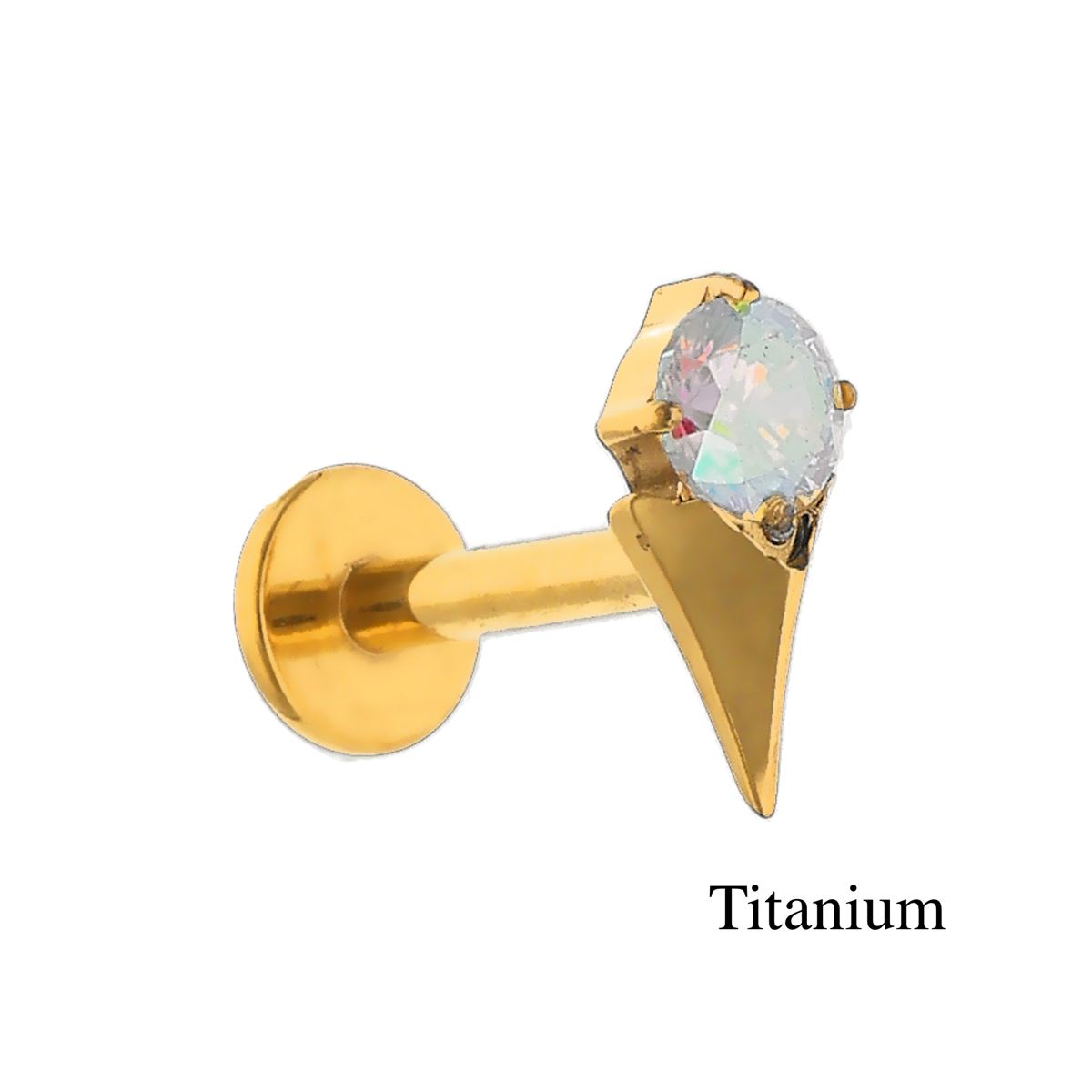 Labret/helix/tragus piercing en titane doré F136 avec un cristal A.B. (boréale)