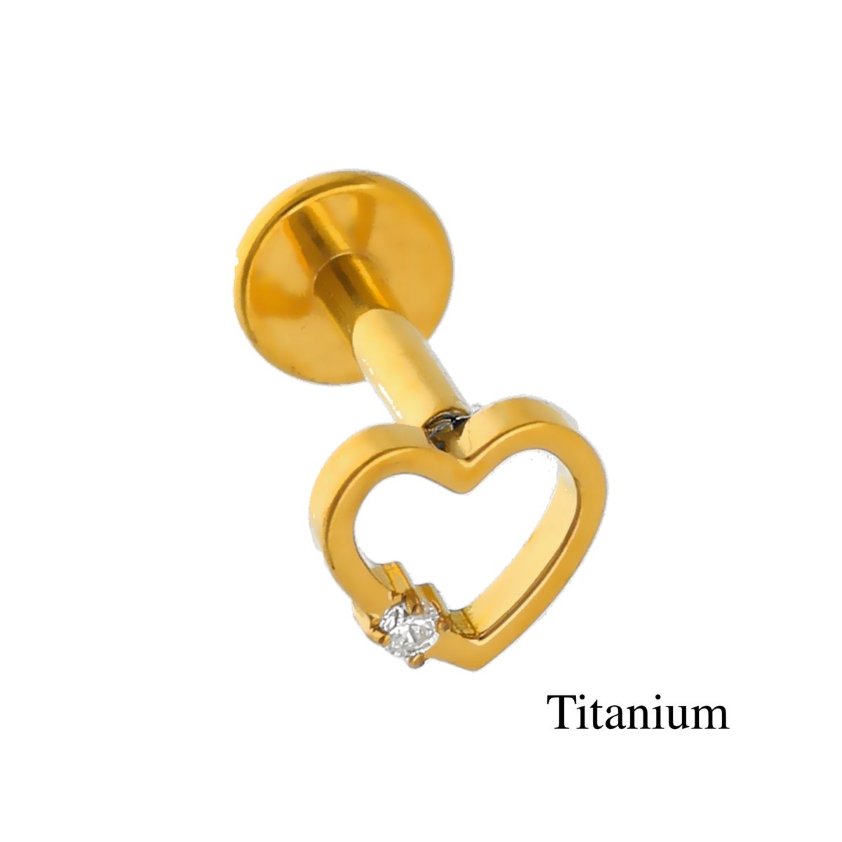 Labret/helix/tragus piercing en titane F136 coeur avec un cristal blanc