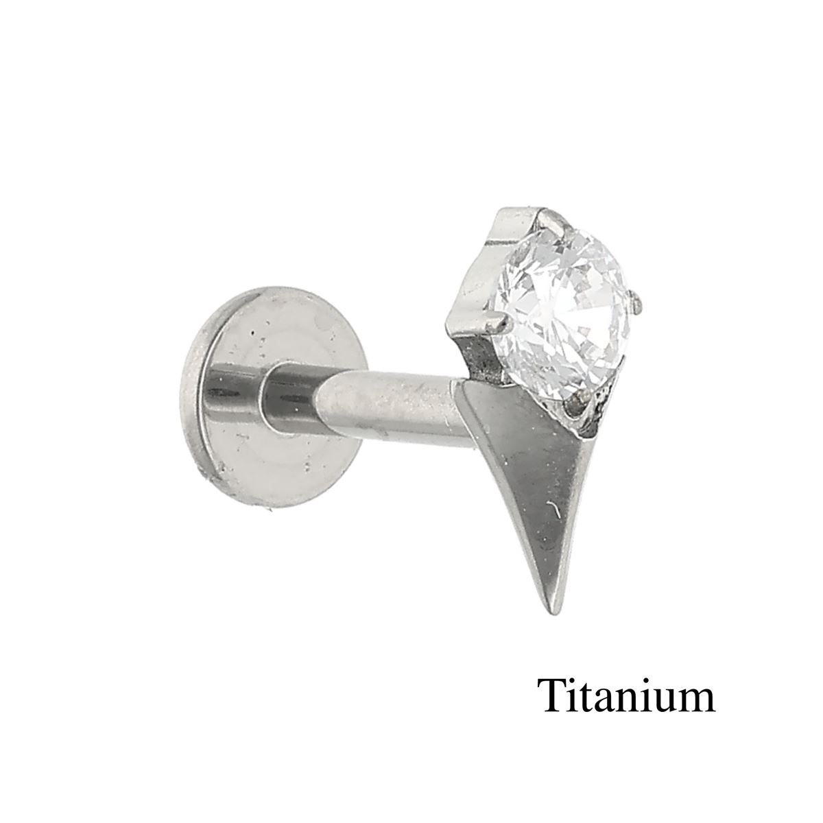 Labret/helix/tragus piercing en titane F136 avec une pointe et un cristal blanc