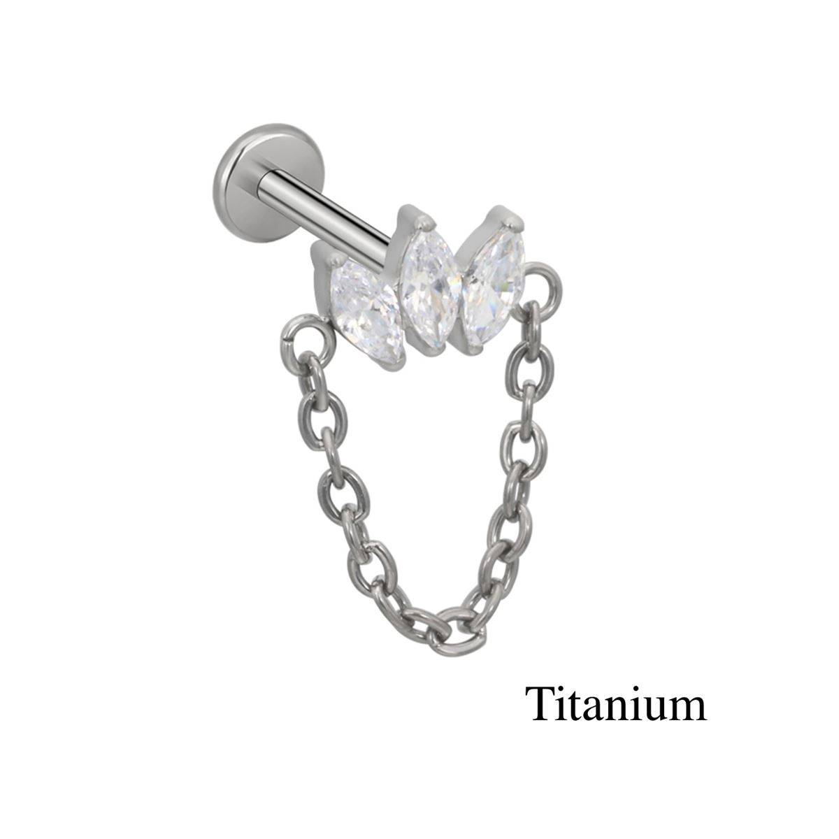 Labret/helix/tragus piercing en titane F136 boucle avec une chaîne
