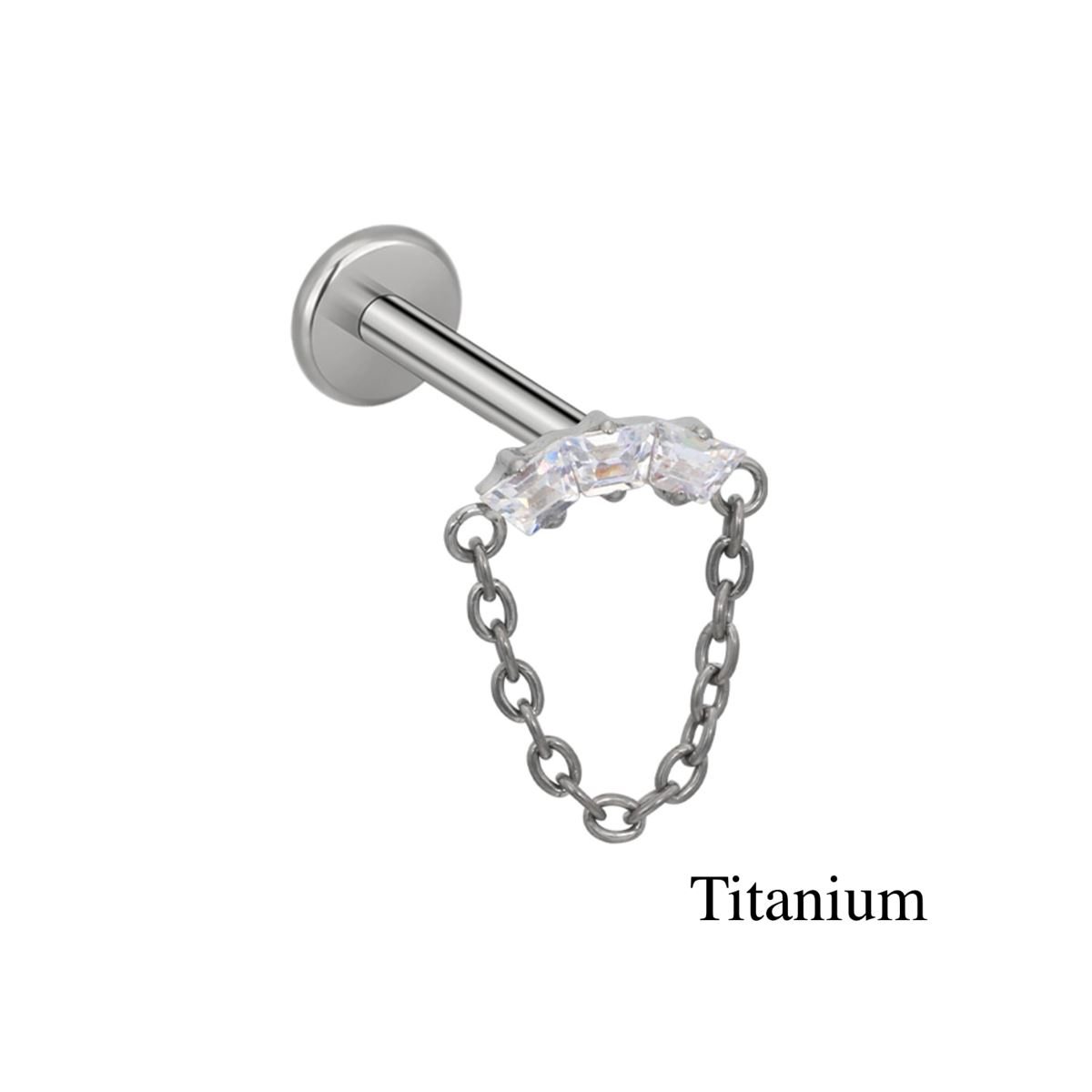 Labret/helix/tragus piercing in titanium F136 lus met ketting