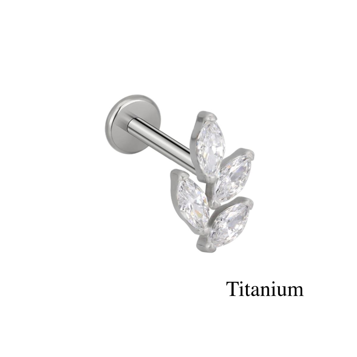 Labret/helix/tragus piercing in titanium F136 met een boompje
