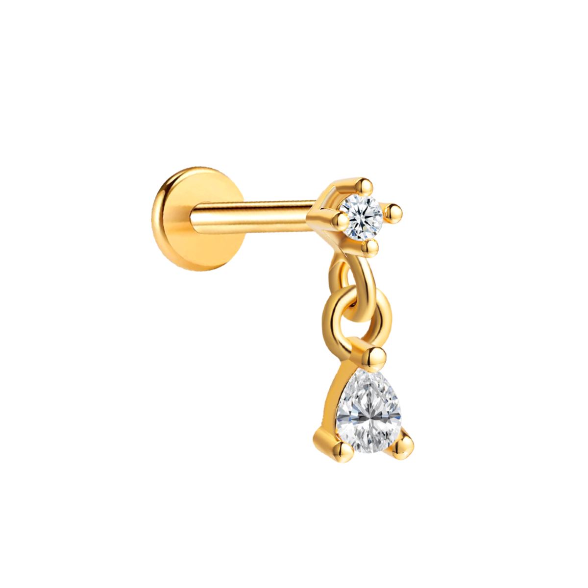 Labret/helix/tragus piercing en acier doré chirurgical avec un pendentif