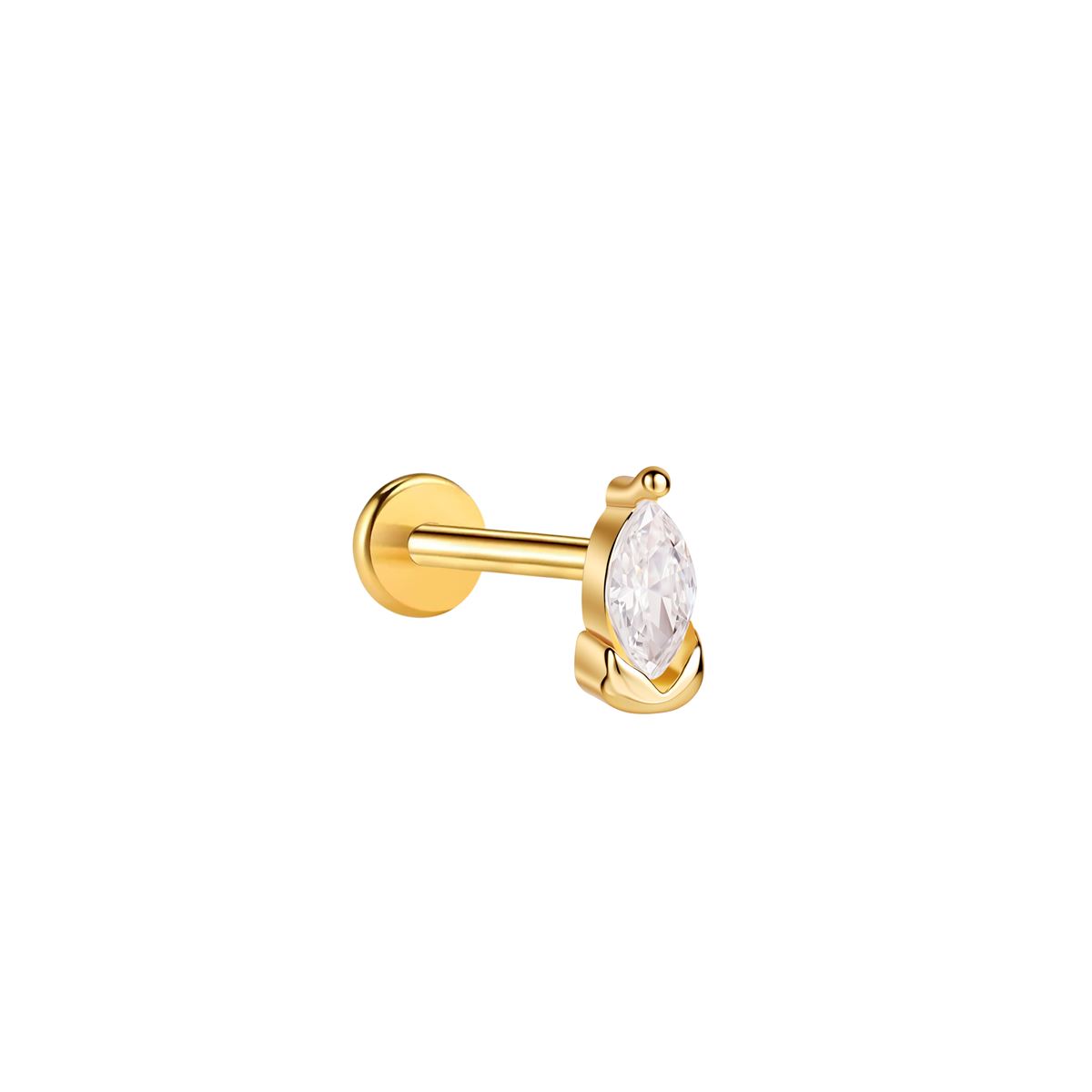 Labret/helix/tragus piercing in goud chirurgisch staal met een druppel