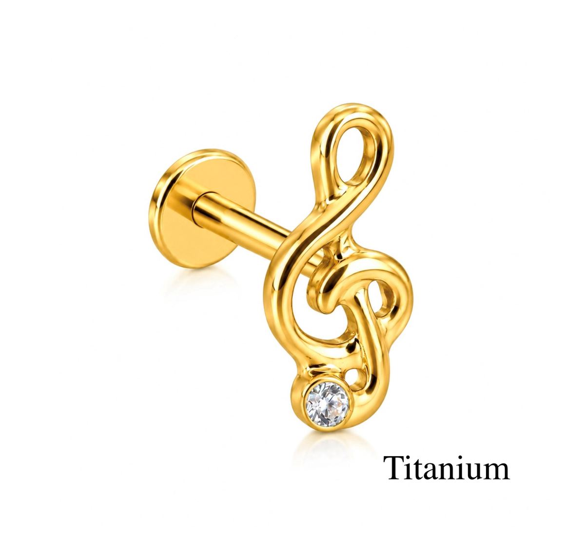 Labret/helix/tragus piercing in goud titanium F136 solsleutel