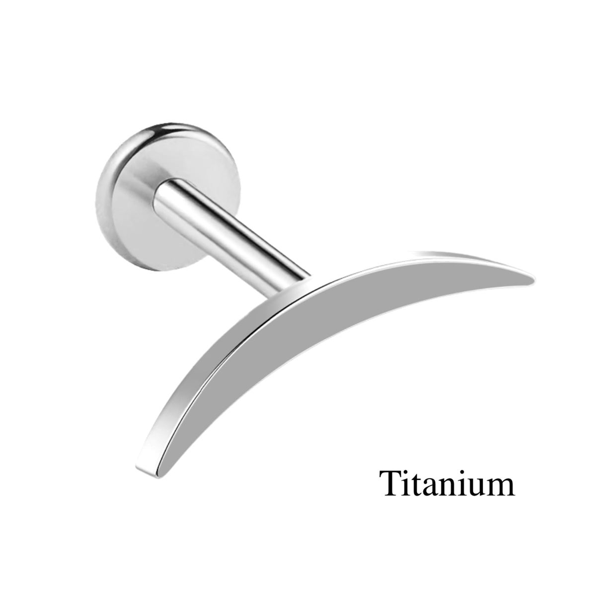 Titanium ASTM F136 Helix / Tragus / Labret Piercing met Gebogen Maan – Zilverkleurig