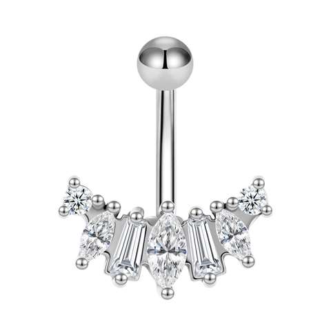 Chirurgisch staal Navelpiercing met dubbel steen Chirurgisch staal Navelpiercing met dubbel steen