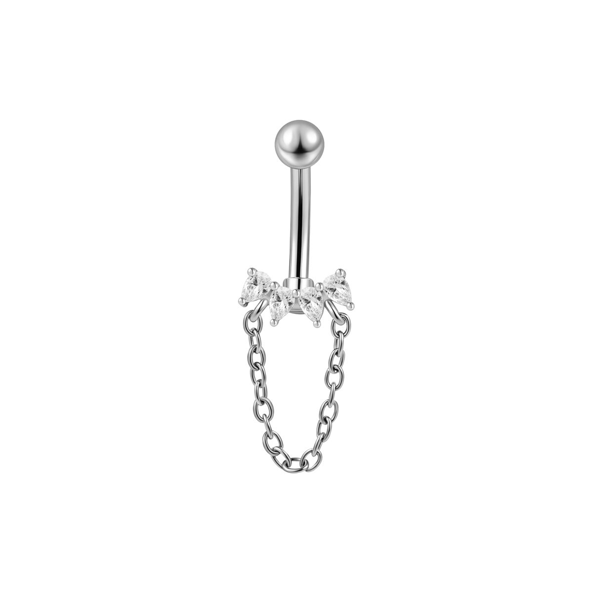 Navelpiercing in chirurgisch staal motief met een ketting