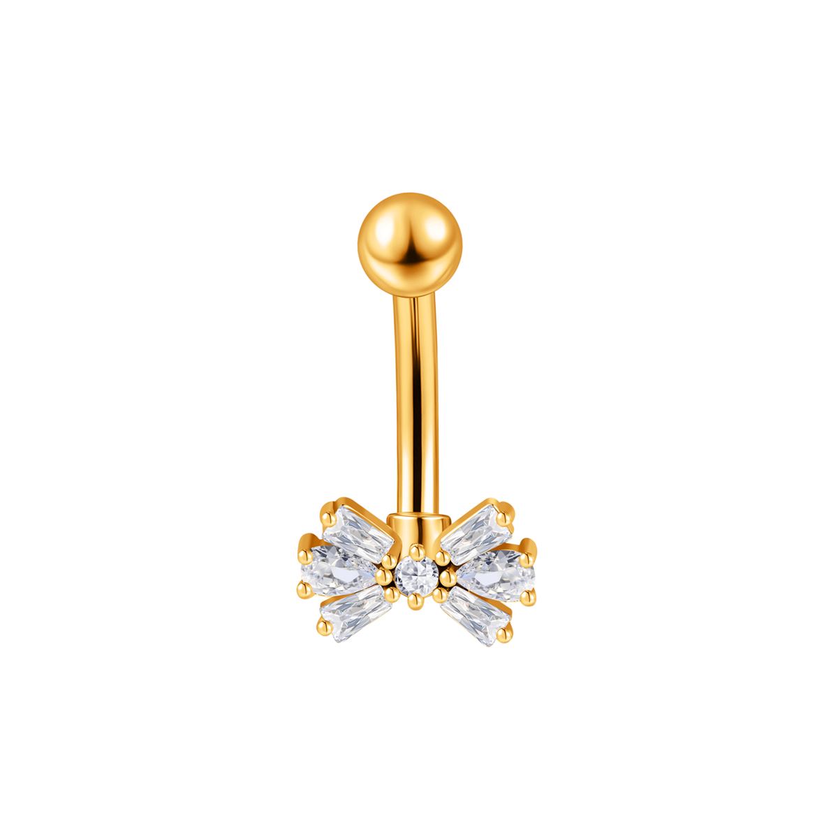 Navelpiercing in goud chirurgisch staal strik