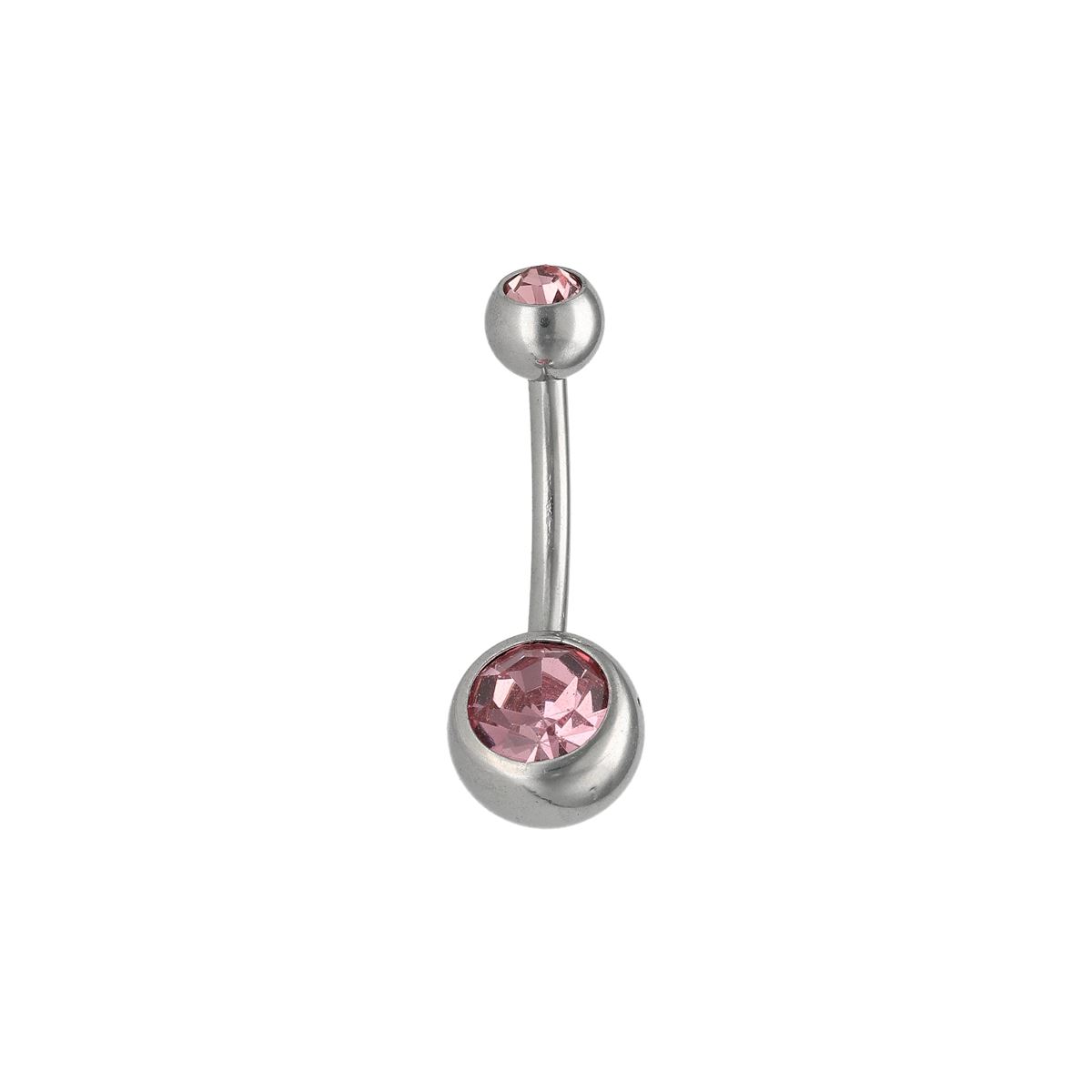 Navelpiercing Chirurgisch Staal Hamsa Hand Met Kristal Opaal - Zilver 1,6mm
