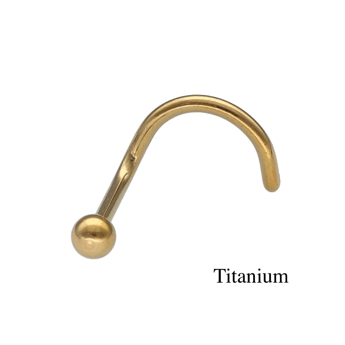 Neuspiercing in goud titanium met een kromming en een bolletje