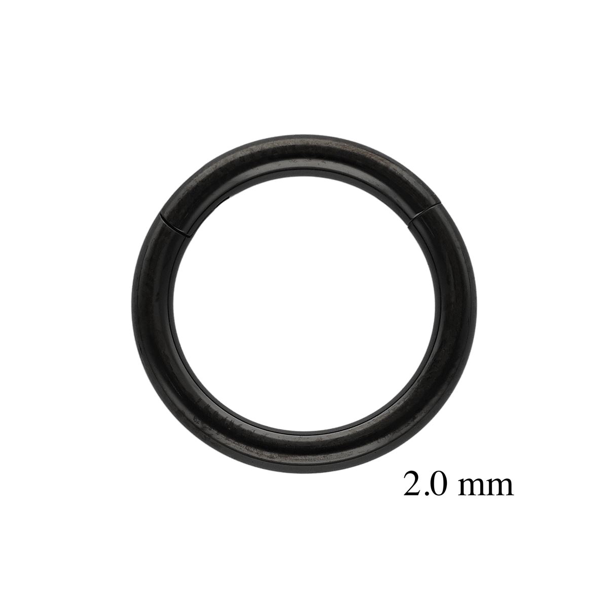 Segmentring/clicker in zwart chirurgisch staal 2mm