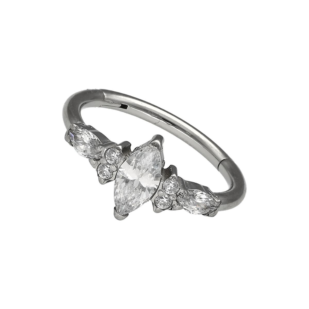 Segmentring/clicker in chirurgisch staal kristallen op de zijkant