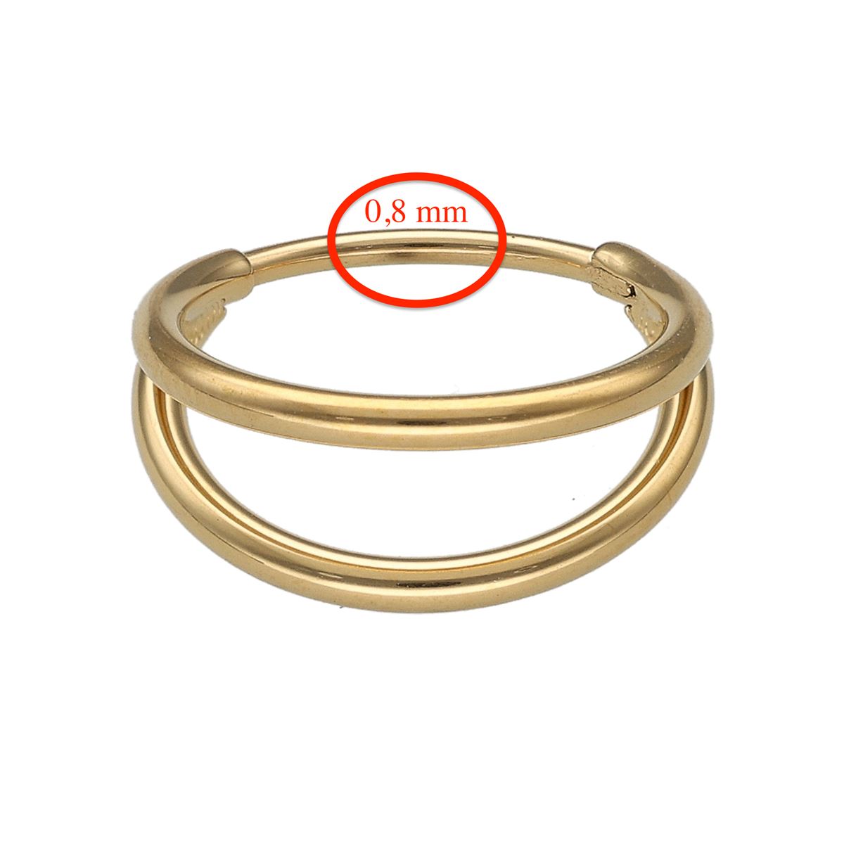 Segmentring in goud chirurgisch staal-dubbele rij extra fijn 0.8mm