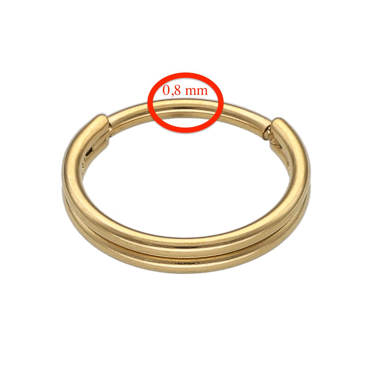 Segmentring in goud chirurgisch staal dubbele rij extra fijn 0.8mm