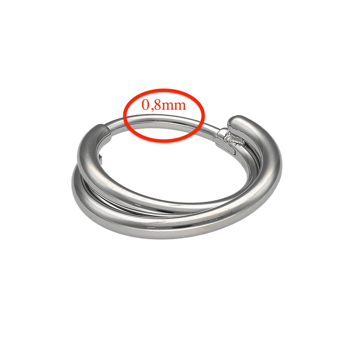 Segmentring/clicker in chirurgisch staal dubbele rij gekruist 0.8mm