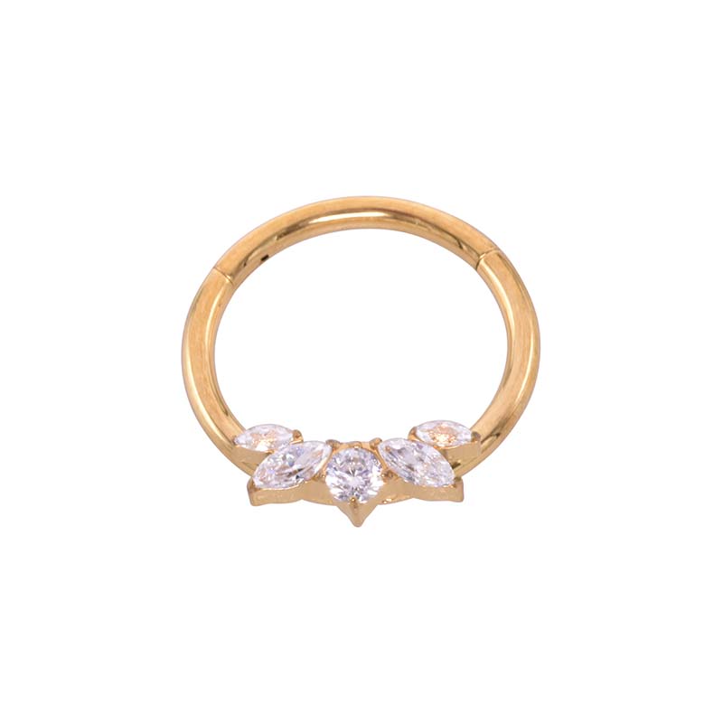 OUFER Navelpiercing 14G goud 316L chirurgisch staal met scharnierend segment hanger navelring in stervorm CZ, hart CZ, zilver, navelpiercing, sieraden voor dames, 8/10 mm, 14G8mm, Roestvrij staal