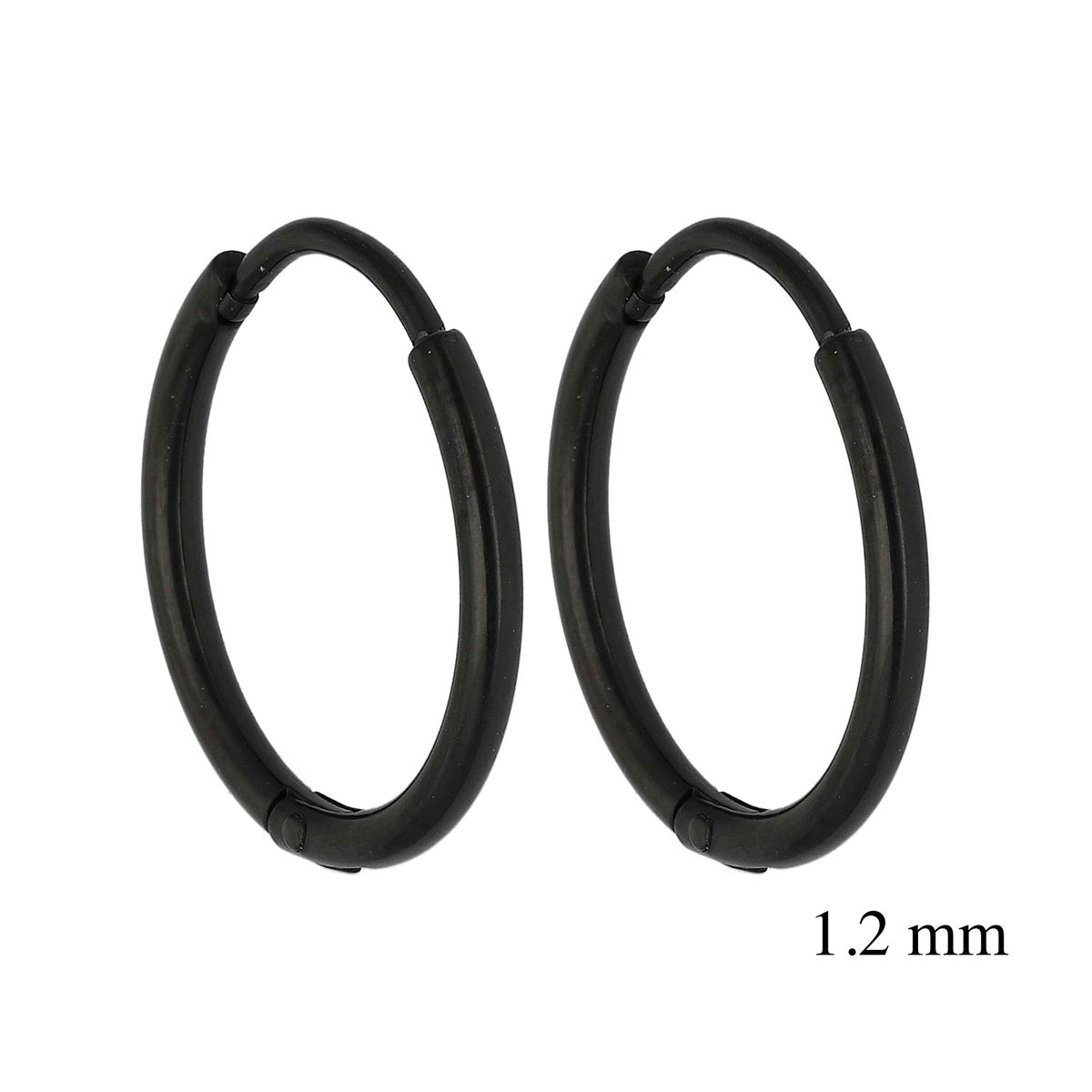 Oorringen in zwart chirurgisch staal 1.2mm