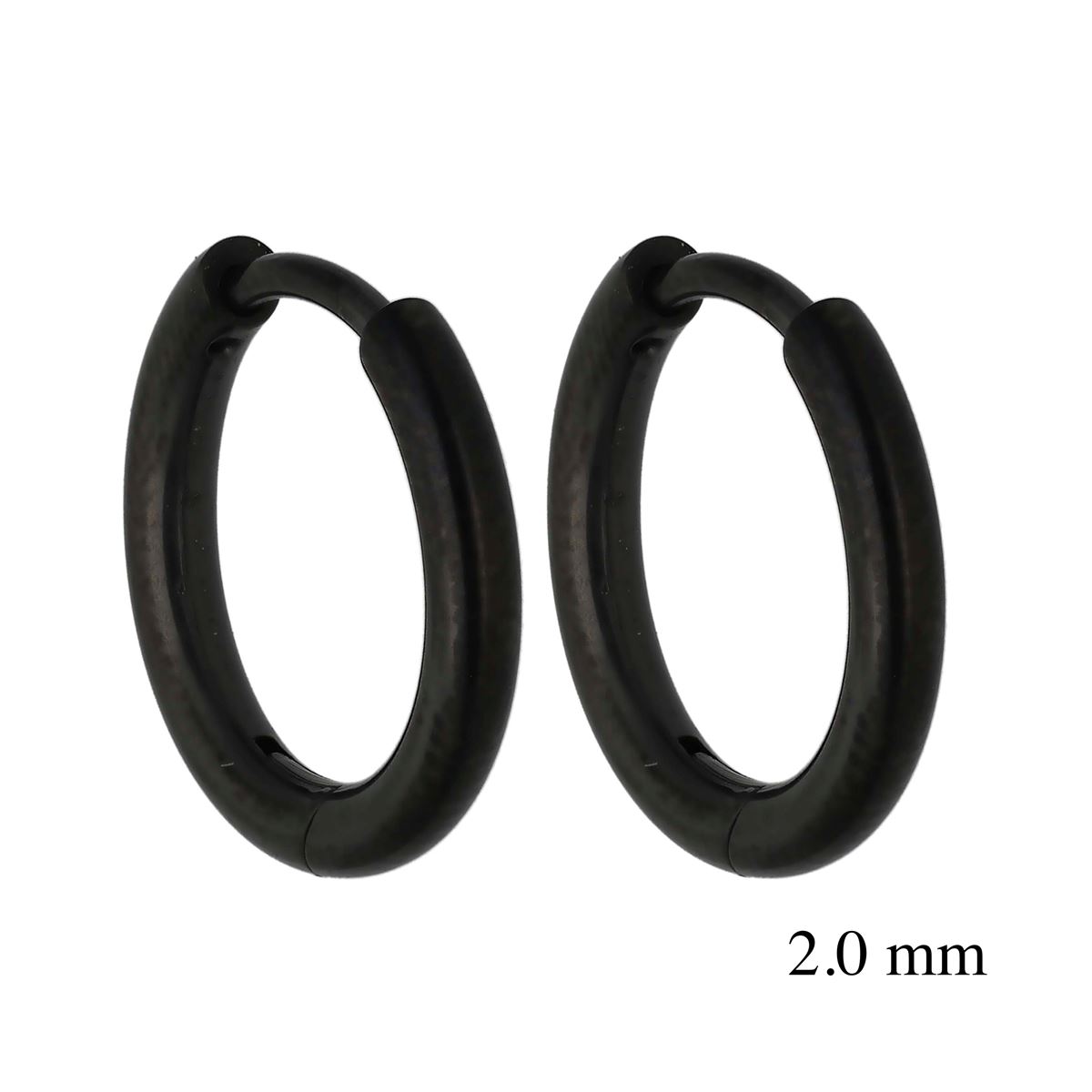 Oorringen in zwart chirurgisch staal, 2mm