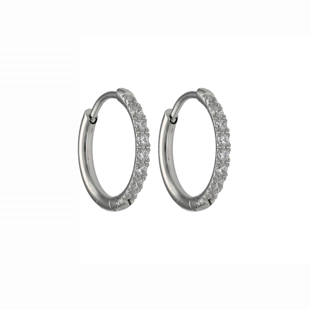 Oorringen in staal met kristallen, 1.6 mm