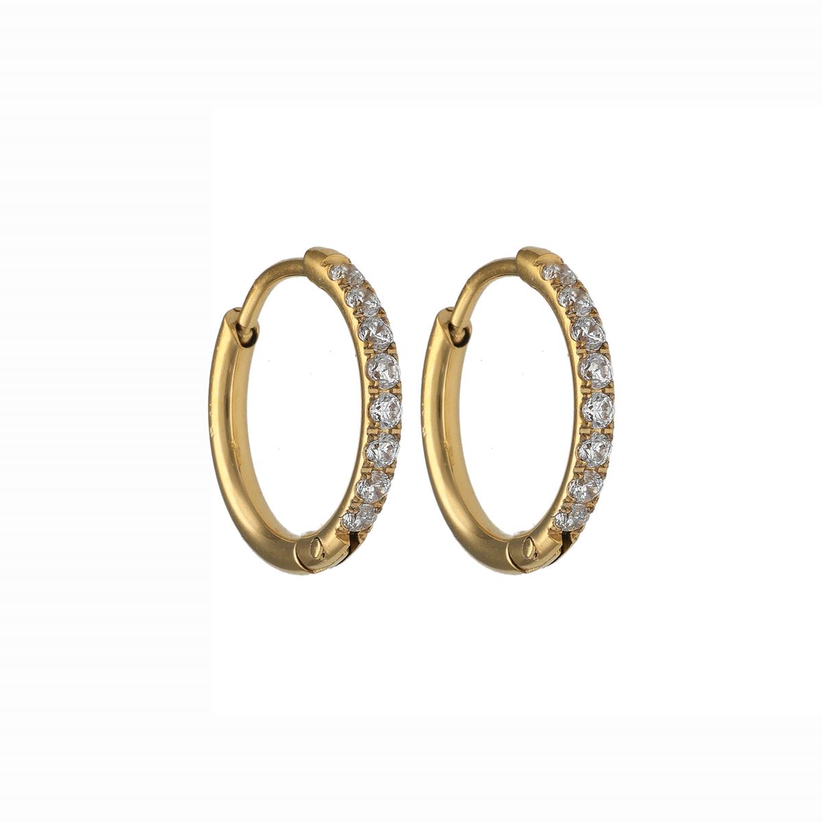 Oorringen in goud chirurgisch staal met kristallen-1.6mm