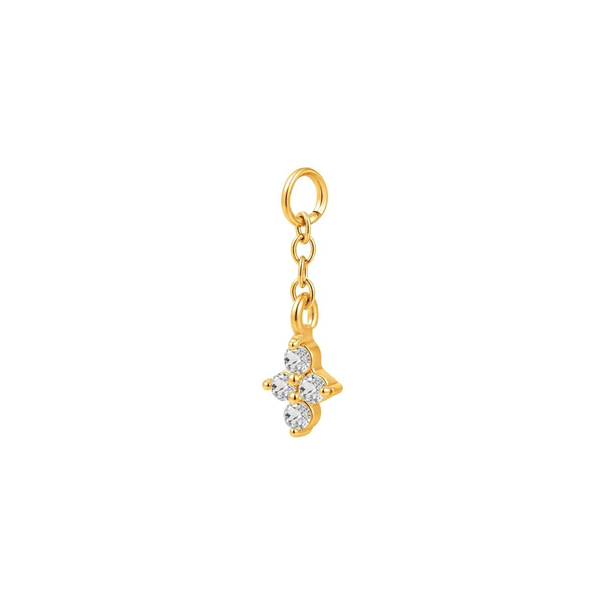 Charm in staal goudkleurig met een hangertje