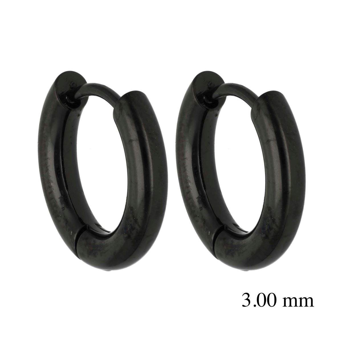 Oorringen in zwart chirurgisch staal, 3mm