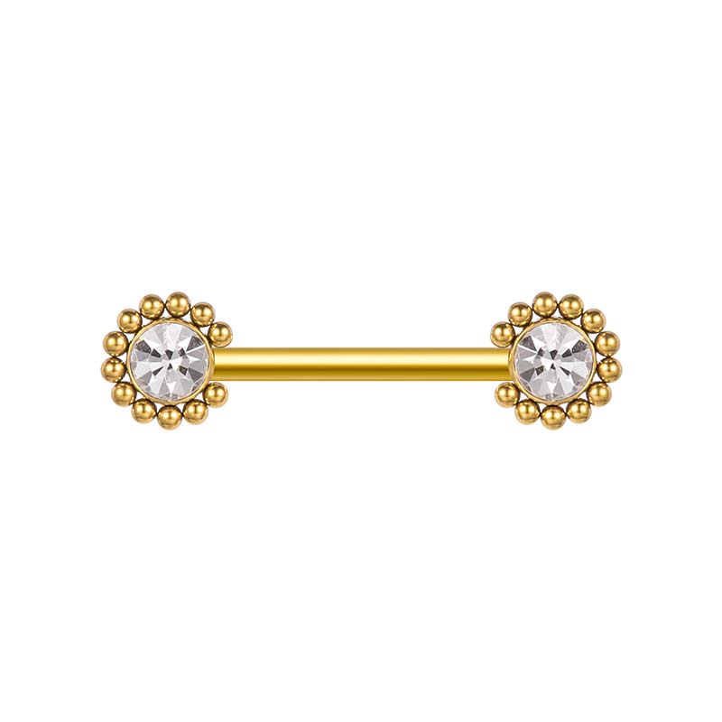 Piercing Téton Acier Chirurgical – Forme Croissant De Lune, Finition Antique, Neuf