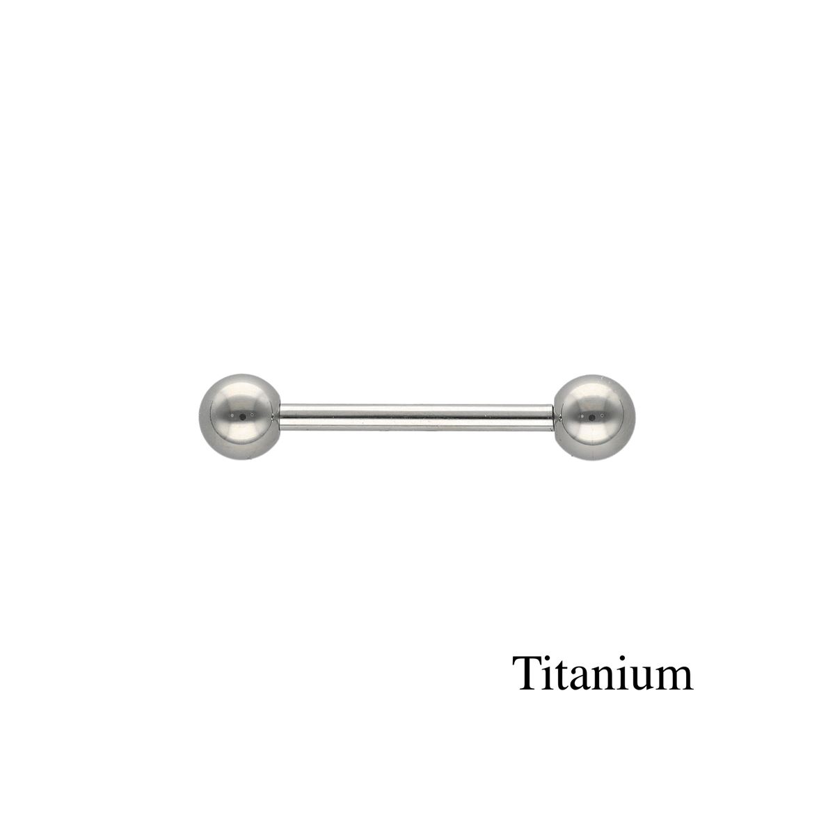 Tongpiercing in titanium met balletjes