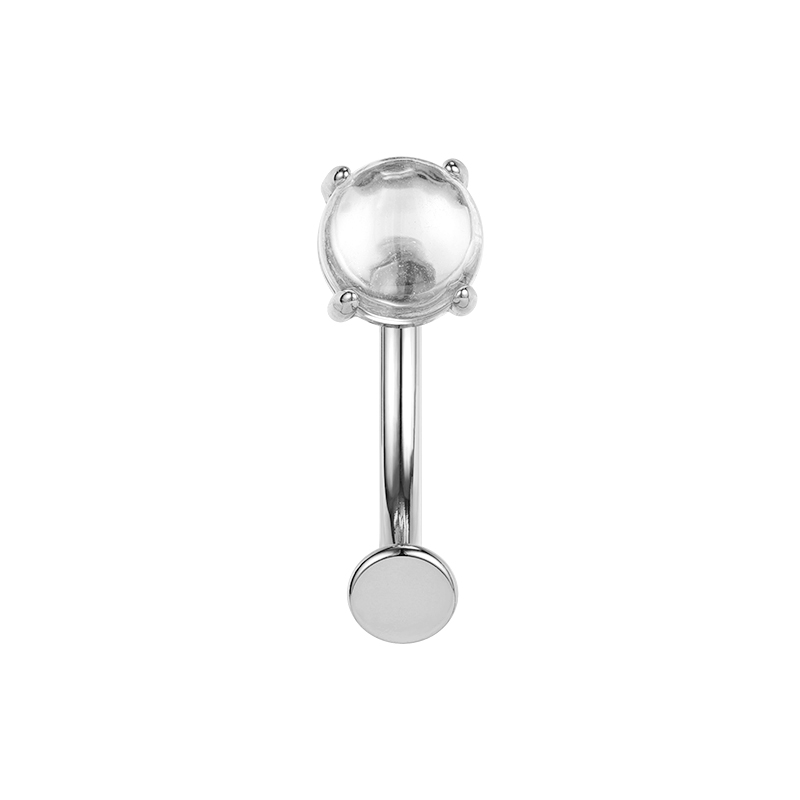 Navelpiercing in chirurgisch staal met een transparante kristal
