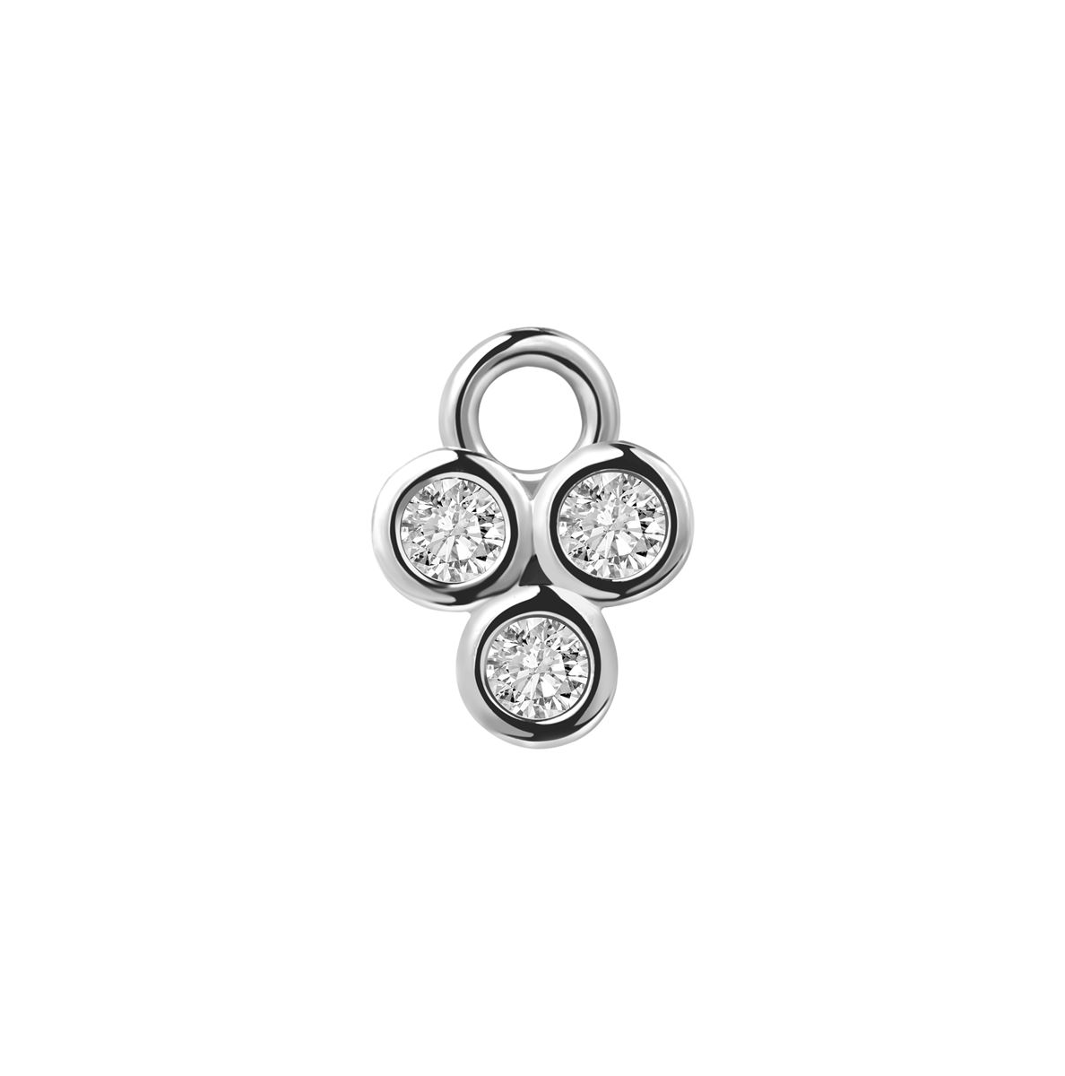 Charm in staal met 3 kristallen