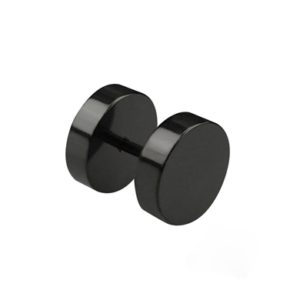 Fake plug in zwart chirurgisch staal, rond