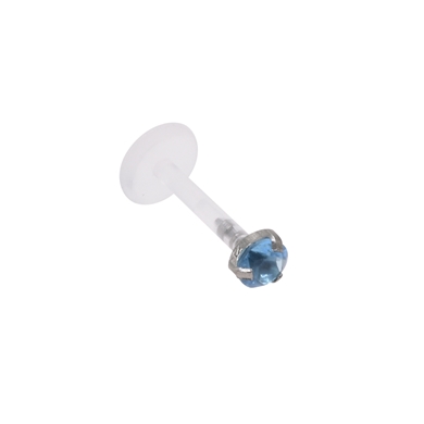 Labret in bioflex, "prong" setting, rond met turquoise kristal