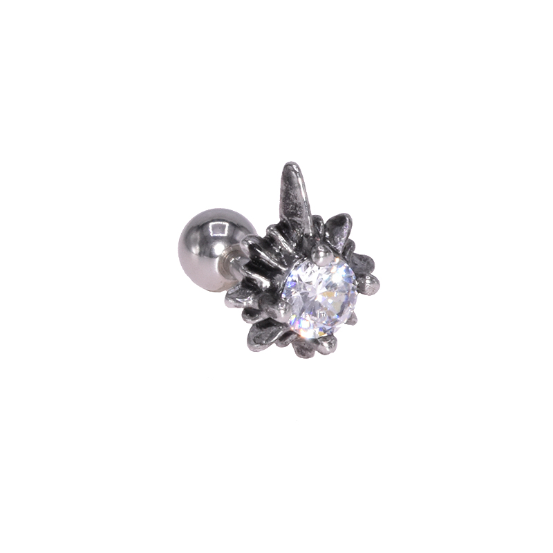 Piercing Tragus/cartilage En Acier 316L Et Verre - 5mm - Tige 1,6x3mm - Neuf étiqueté